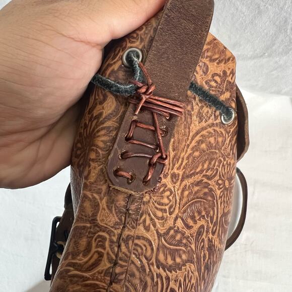 genuine soft leather floral embossed mini rucksack backpack - Picture 11 of 11